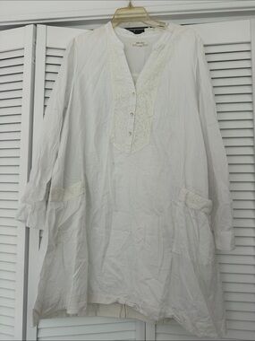 Anthropologie Isabella Sinclair White Shirt Dress with Lace